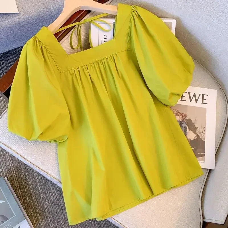 Zomerse Blouse Pofmouw Licht en Fris - StudioMarella