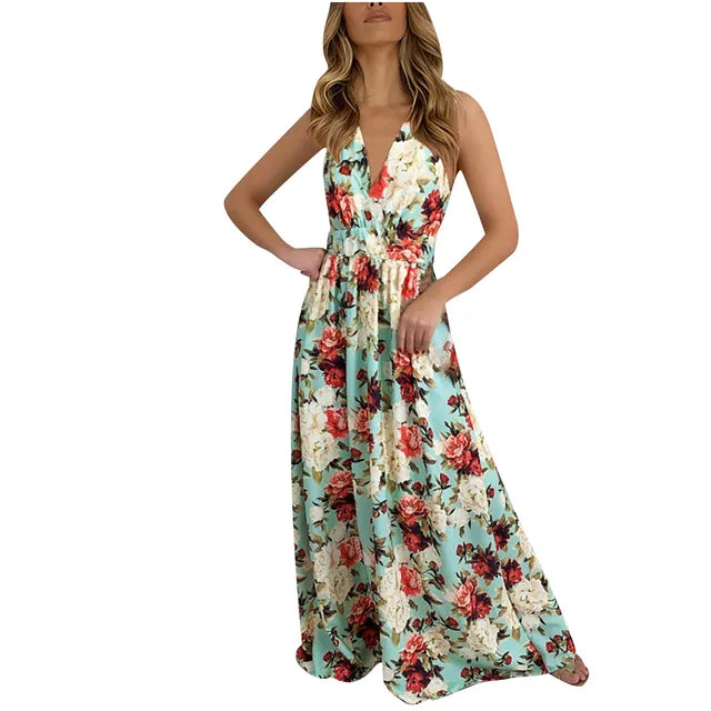 Bloemenprint Maxi Jurk Zomerjurk Vrouw Blomster Stijl