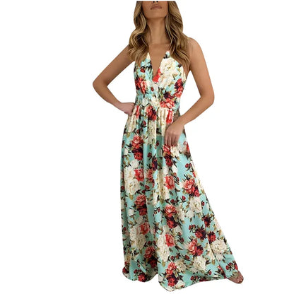 Bloemenprint Maxi Jurk Zomerjurk Vrouw Blomster Stijl