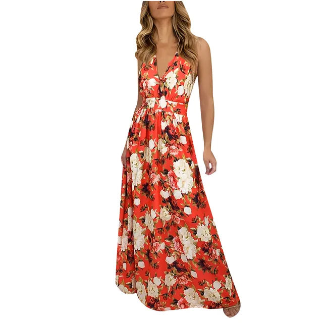 Bloemenprint Maxi Jurk Zomerjurk Vrouw Blomster Stijl