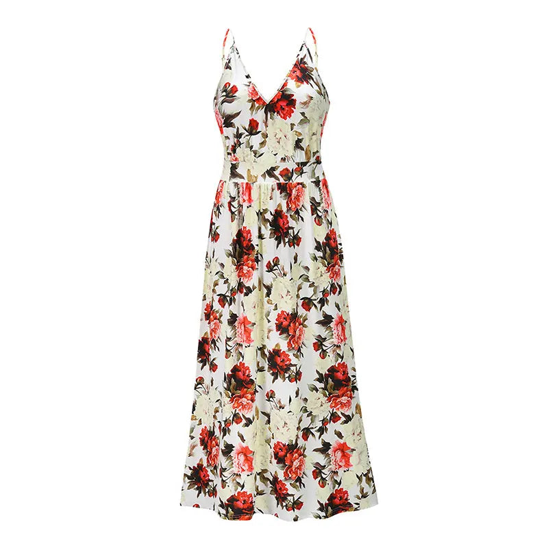 Bloemenprint Maxi Jurk Zomerjurk Vrouw Blomster Stijl
