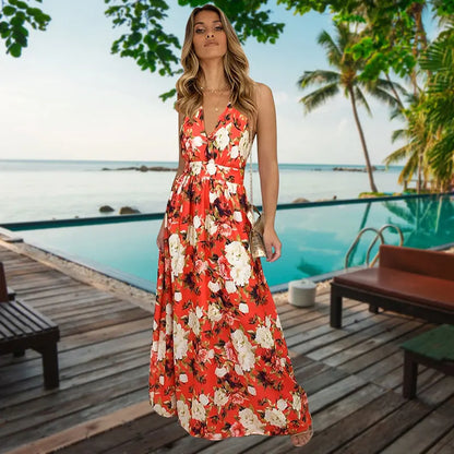 Bloemenprint Maxi Jurk Zomerjurk Vrouw Blomster Stijl