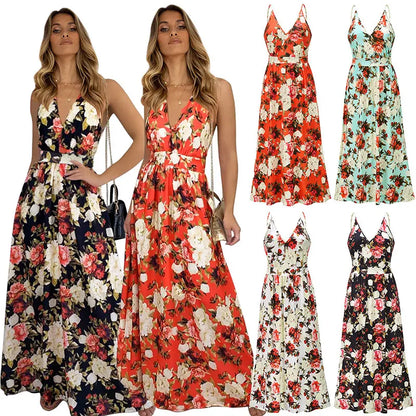 Bloemenprint Maxi Jurk Zomerjurk Vrouw Blomster Stijl