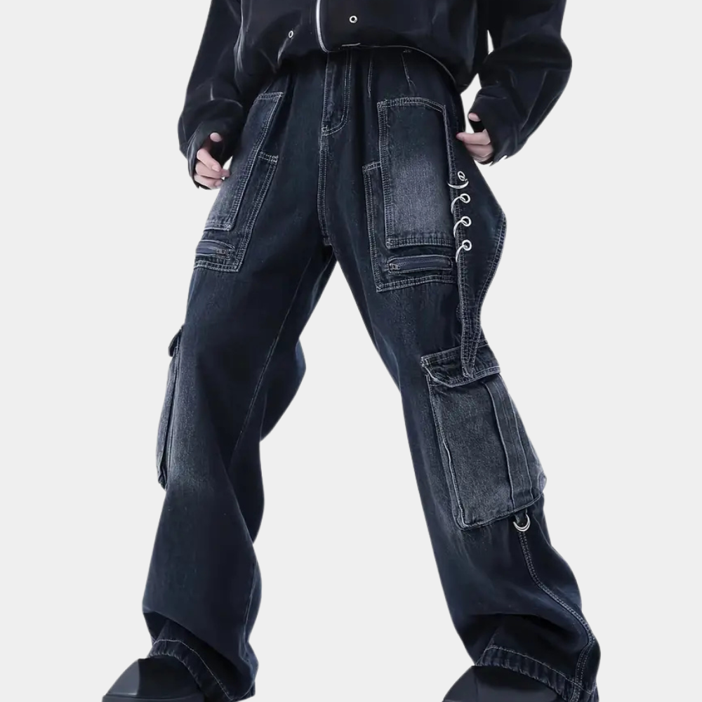 Heren Cargo Jeans Lichtblauw Streetwear Stijl - StudioMarella
