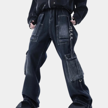 Heren Cargo Jeans Lichtblauw Streetwear Stijl - StudioMarella