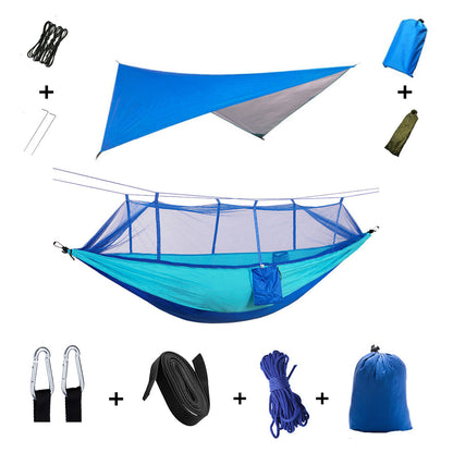 Camping Hangmat voor 2 Personen met Regenscherm en Muskietennet