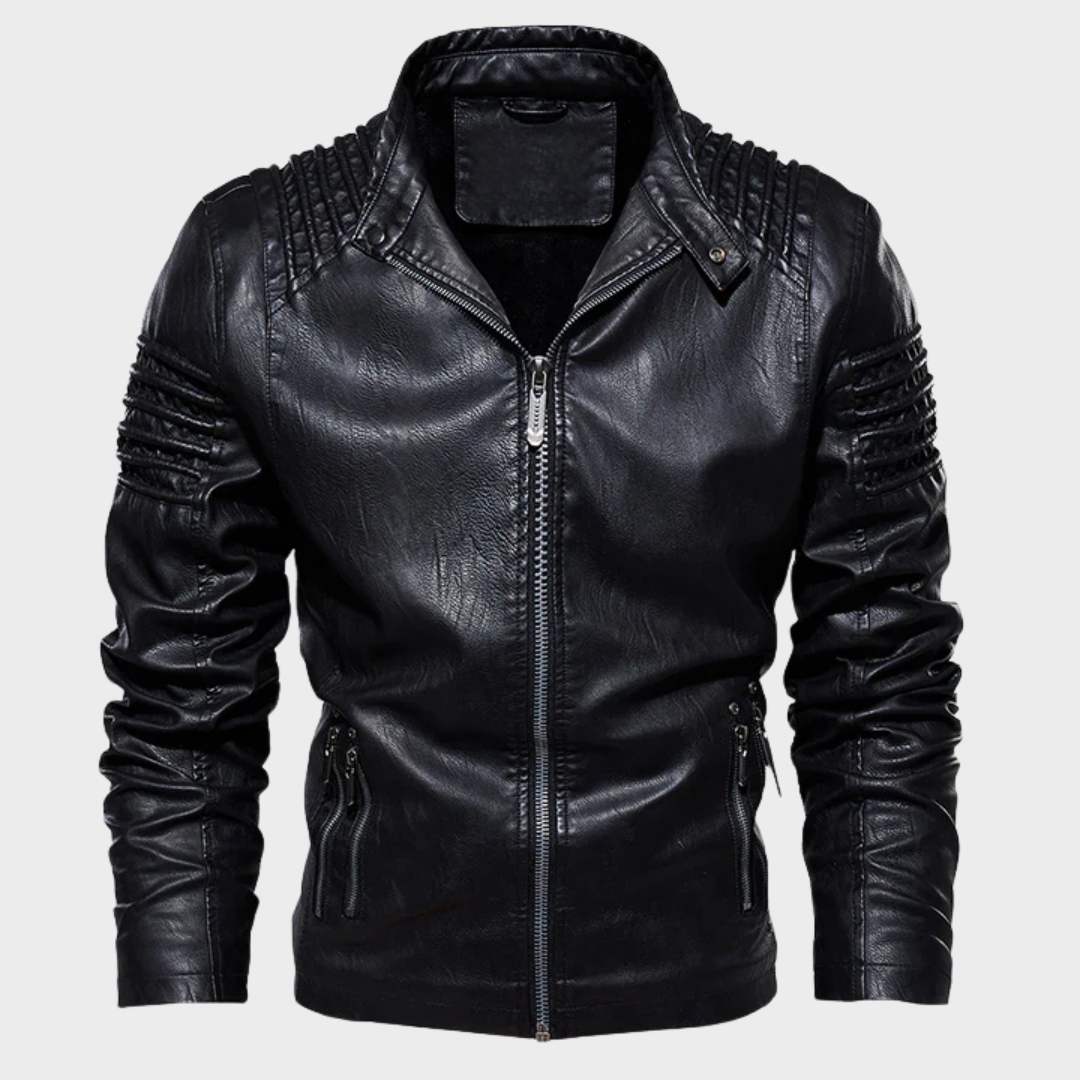 Leren Motorjack Heren Zwart Biker Stijl