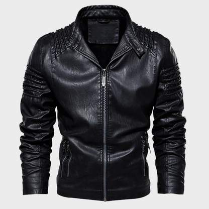 Leren Motorjack Heren Zwart Biker Stijl