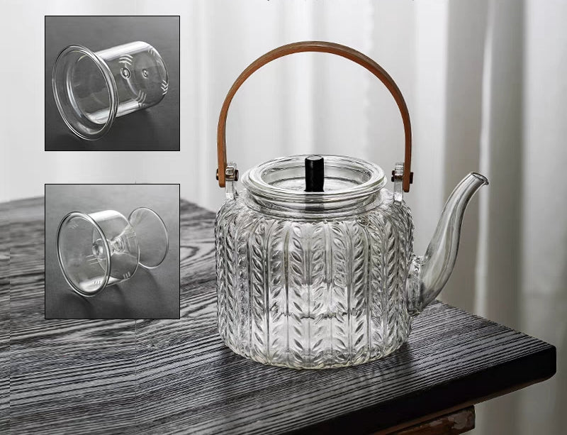 Glazen Theepot Met Infuser Hittebestendig Borosilicaat Glas 1 Liter