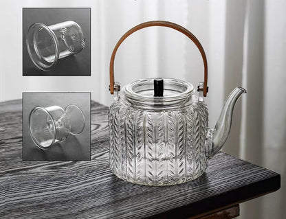 Glazen Theepot Met Infuser Hittebestendig Borosilicaat Glas 1 Liter