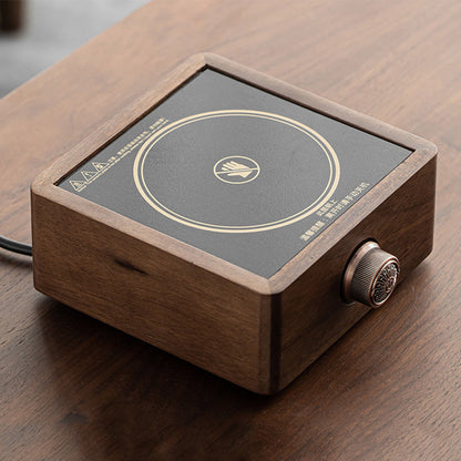 Theewarmer Elektrisch Verstelbaar Walnoothout Thee Kachel Warmhoudplaat Retro Design