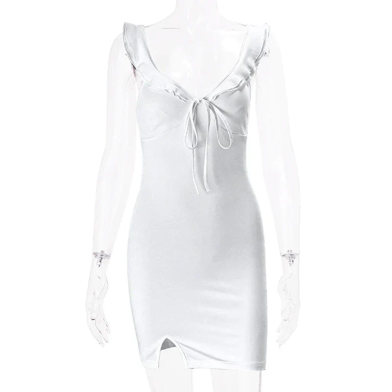 Mouwloze V-Hals Jurk Zomerjurk Glamour Dame