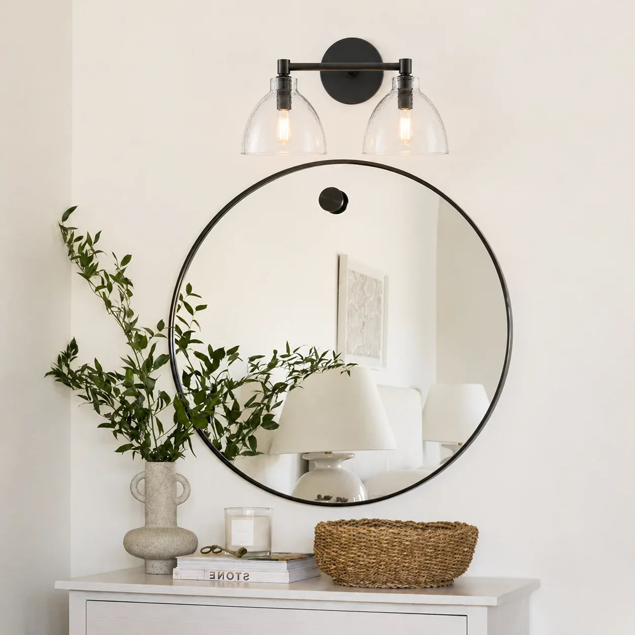 Wandlamp Gerecycled Glas Antique Brass – Minimalistische Wandverlichting voor Badkamer, Gang, Hal & Slaapkamer