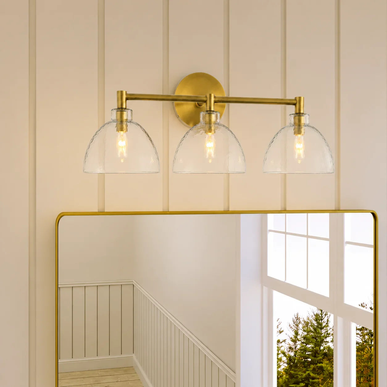 Wandlamp Gerecycled Glas Antique Brass – Minimalistische Wandverlichting voor Badkamer, Gang, Hal & Slaapkamer