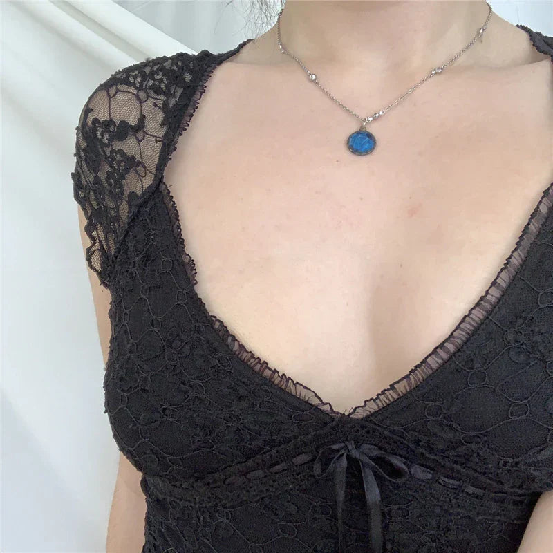 Kanten Crop Top Zomerjurk Lolita Stijl