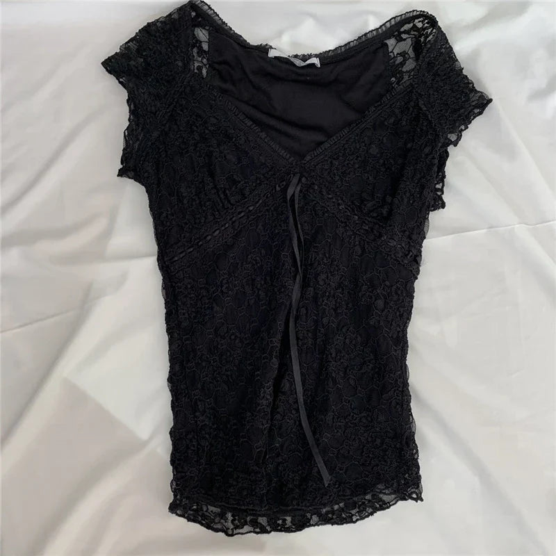 Kanten Crop Top Zomerjurk Lolita Stijl