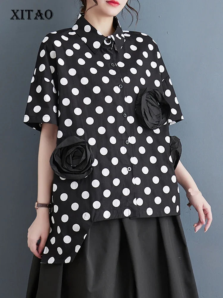 Zomer Shirt met Dot Enkelborstels voor Dame