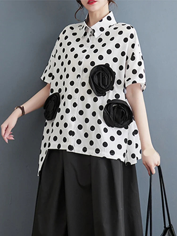Zomer Shirt met Dot Enkelborstels voor Dame