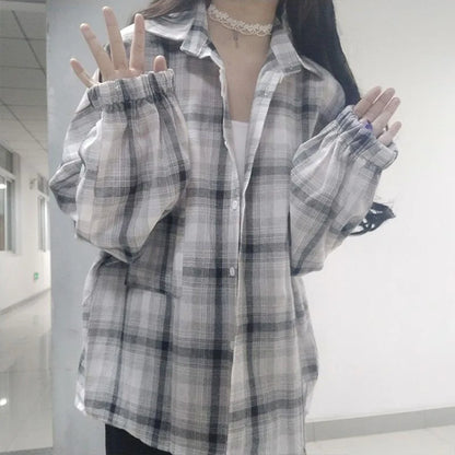 Vrouwen Blouse Geruit Vintage Stijl