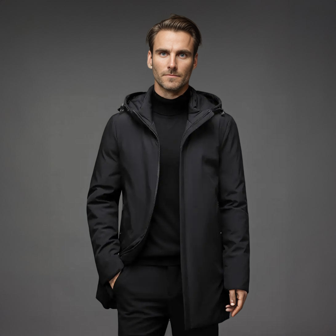 Heren Winterjas Slim Fit met Afneembare Capuchon