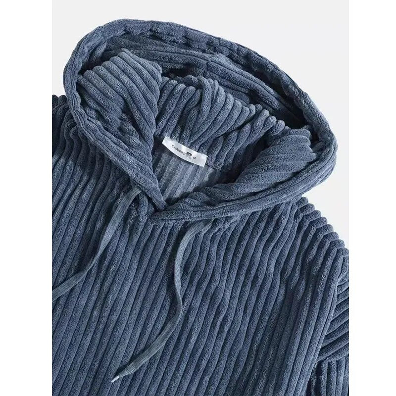 Heren Sweatshirt Corduroy Met Kap en Rits