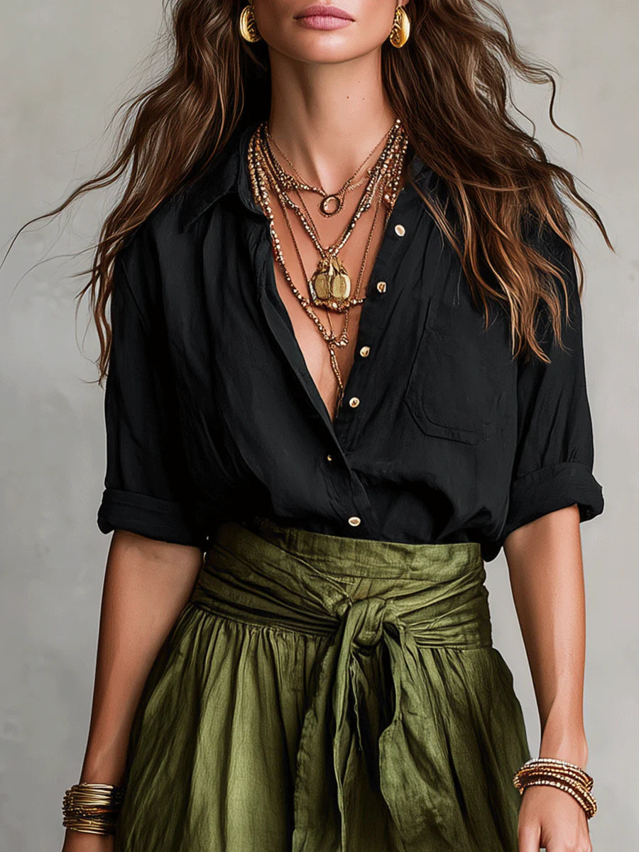 Dames 2-delige set T-shirt en midi-rok comfortabele pasvorm