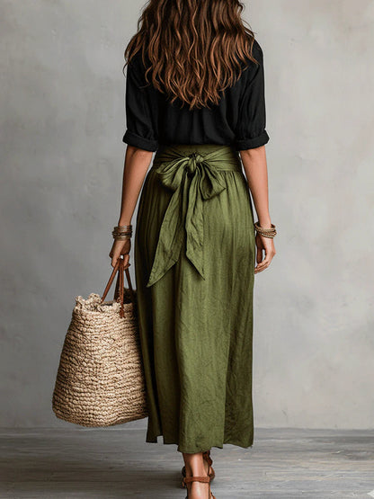 Dames 2-delige set T-shirt en midi-rok comfortabele pasvorm