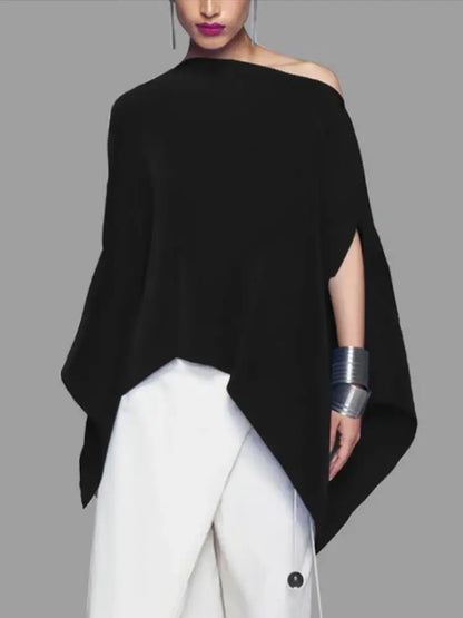 Vrouwelijke Blouse Asymmetrisch met Ploffende Mouwen