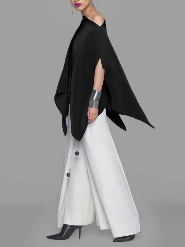 Vrouwelijke Blouse Asymmetrisch met Ploffende Mouwen