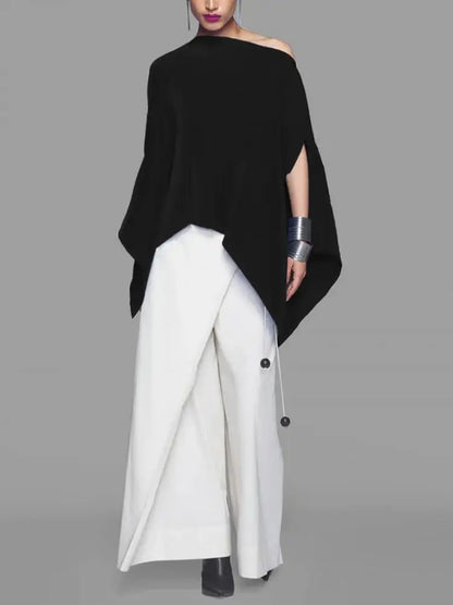Vrouwelijke Blouse Asymmetrisch met Ploffende Mouwen