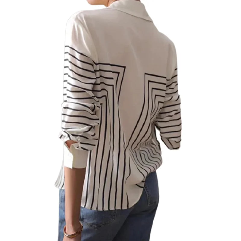 Dames Blouses Met Prints en Lapel Kraag