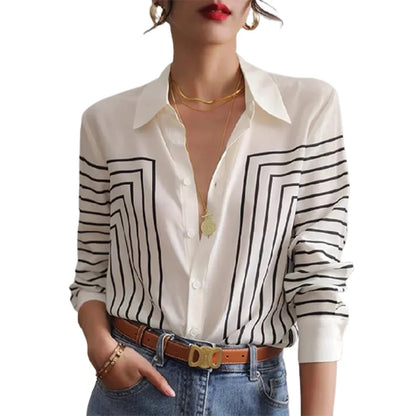Dames Blouses Met Prints en Lapel Kraag