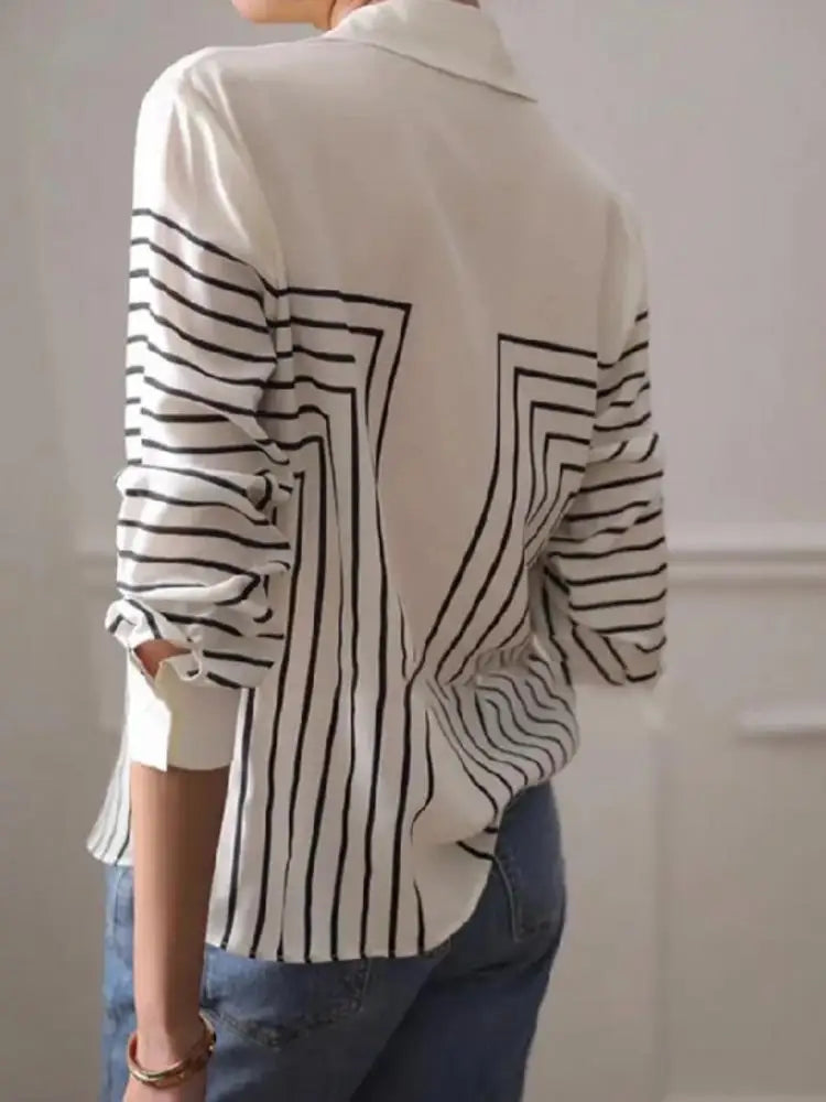 Dames Blouses Met Prints en Lapel Kraag