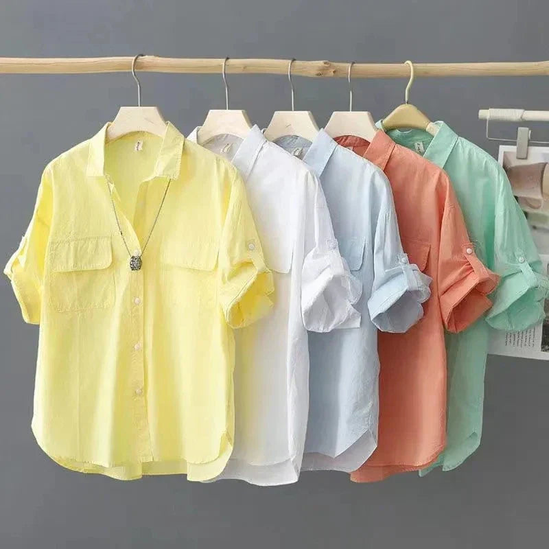 Vrouwen Poloshirt Geel Katoen Moda 2024