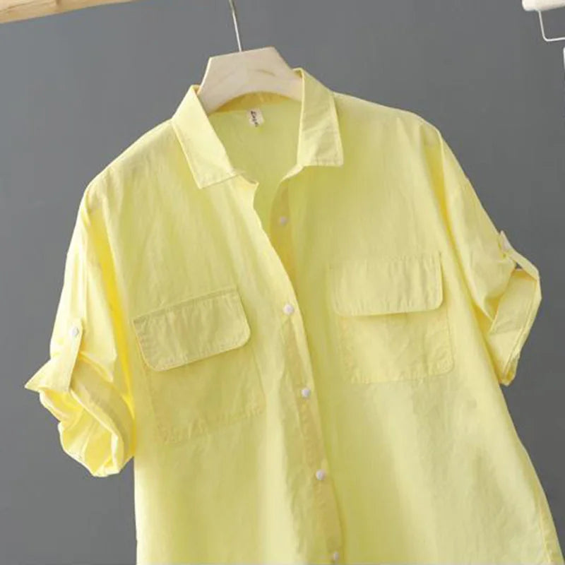 Vrouwen Poloshirt Geel Katoen Moda 2024