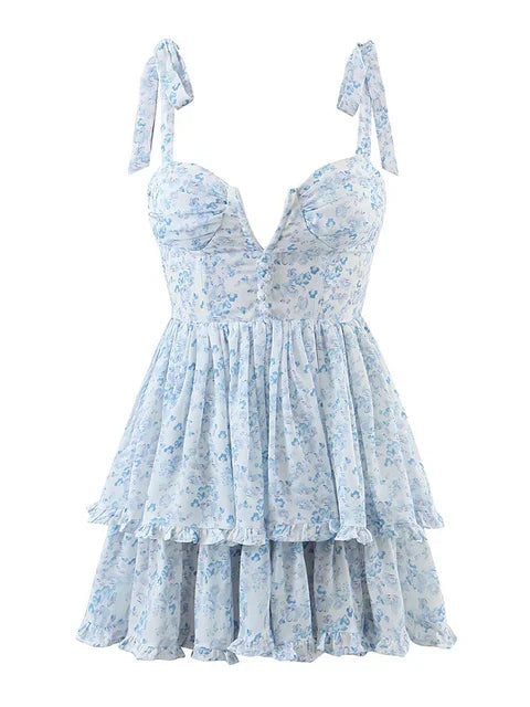 Vrouwen Ruche Chiffon Jurk Spaghetti Bandjes Zomerjurk - StudioMarella
