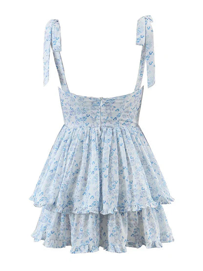 Vrouwen Ruche Chiffon Jurk Spaghetti Bandjes Zomerjurk