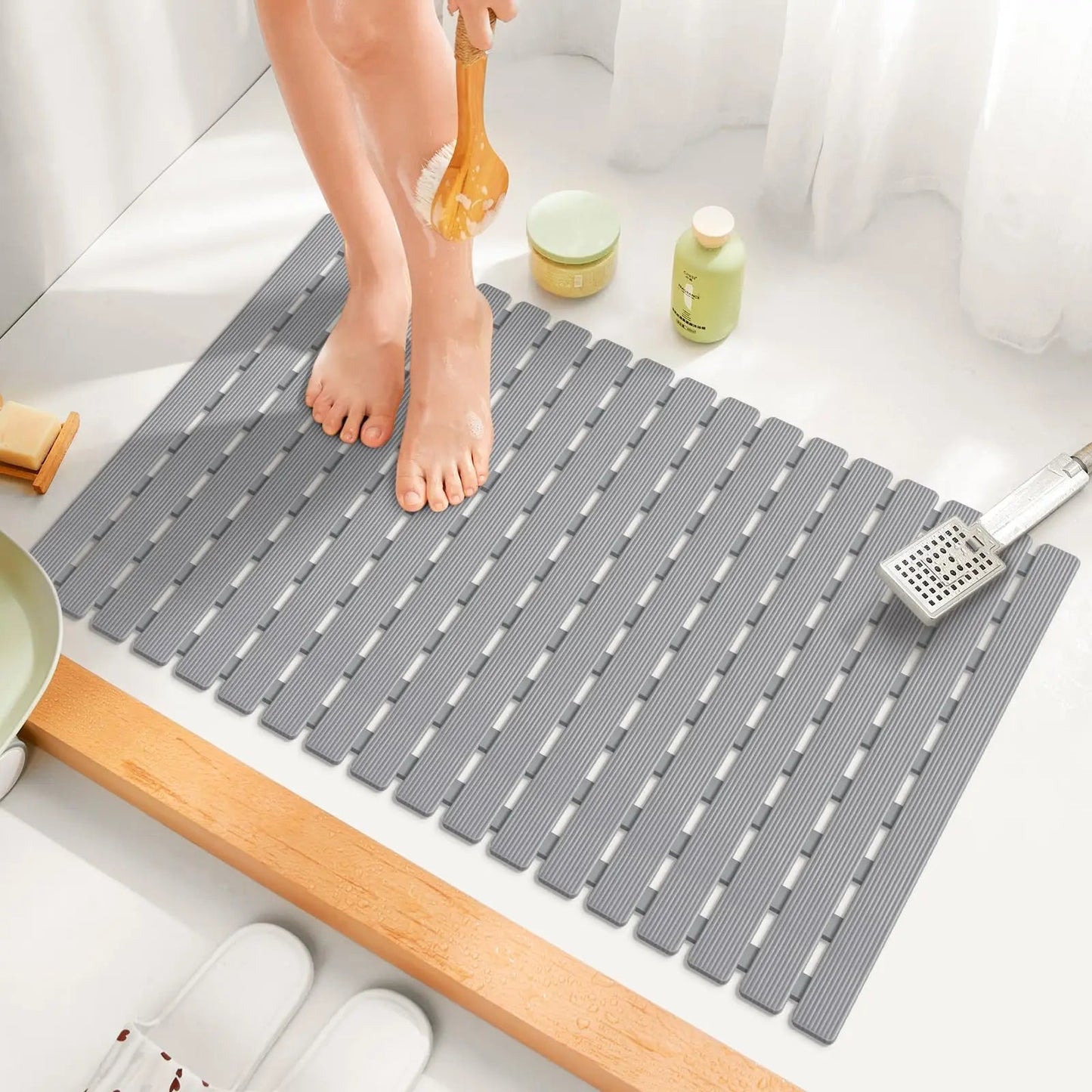Antislip Badmat met Zuignappen en Drainagegaten 40×63 cm voor Veilig Douchen