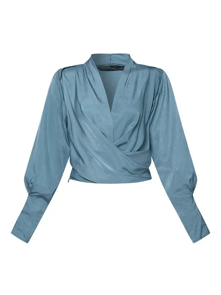 Vrouwen Blouse Pofmouwen Elegante Vrouwelijke Stijl