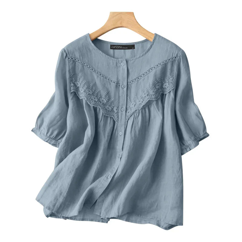 Vrouwelijke Zomer Blouse met Kanten Details