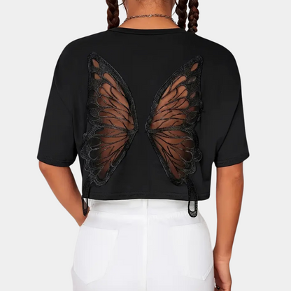 Vlinder T-Shirt Korte Mouw Voor Dames