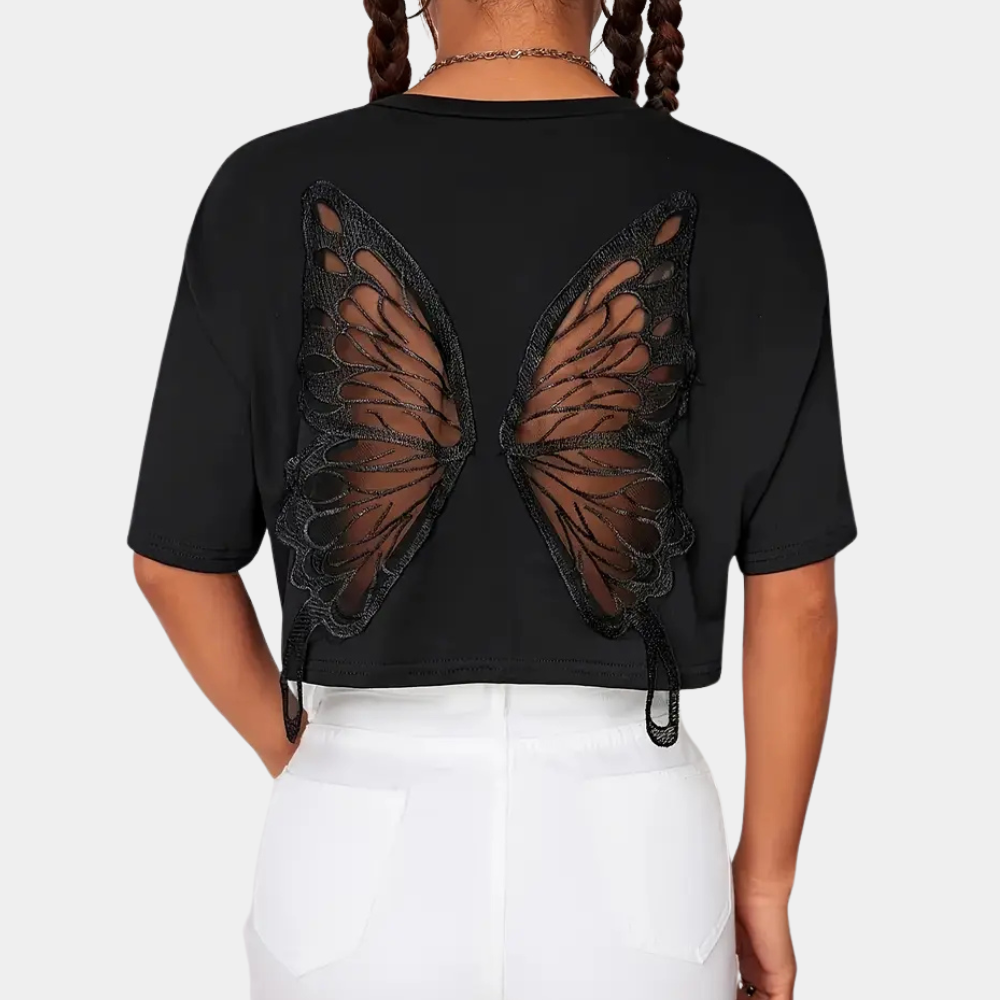 Vlinder T-Shirt Korte Mouw Vrouw
