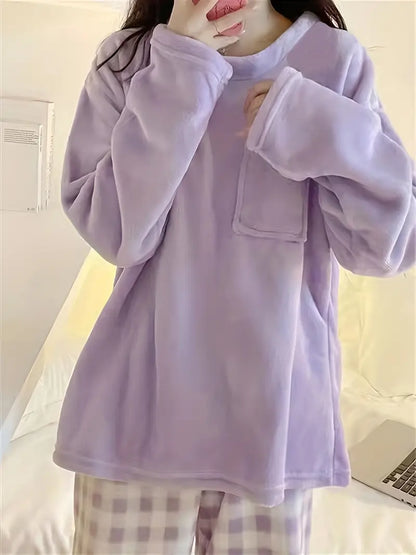 Zachte Pyjama Set Vrouw Warme Slaapkleed voor Dames