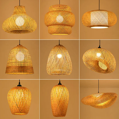 Handgemaakte Rotan Hanglamp – Scandinavisch Rustiek Design – Natuurlijke Sfeerverlichting