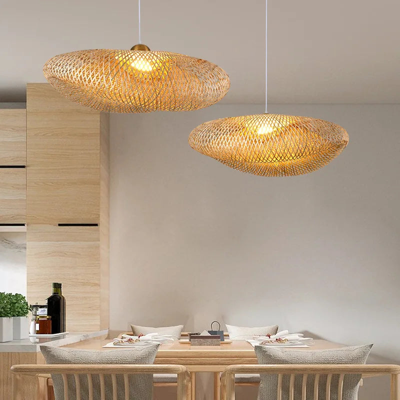 Handgemaakte Rotan Hanglamp – Scandinavisch Rustiek Design – Natuurlijke Sfeerverlichting
