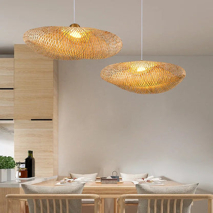 Handgemaakte Rotan Hanglamp – Scandinavisch Rustiek Design – Natuurlijke Sfeerverlichting