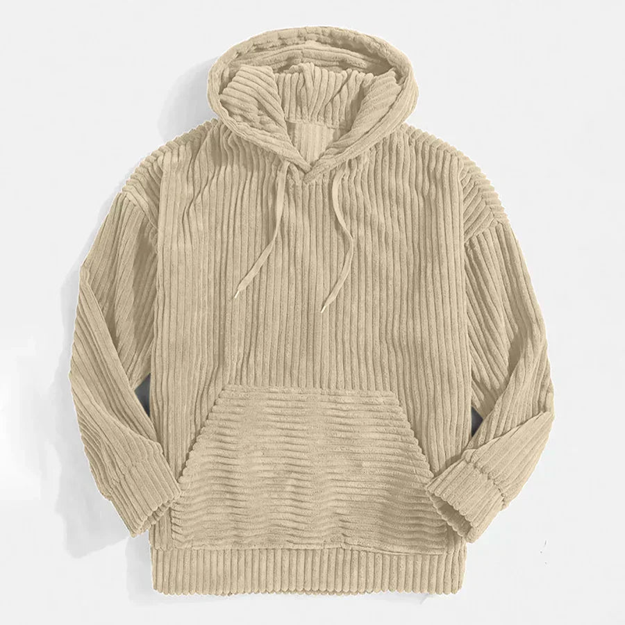 Heren Sweatshirt Corduroy Met Kap en Rits