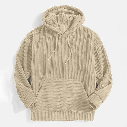 Heren Sweatshirt Corduroy Met Kap en Rits
