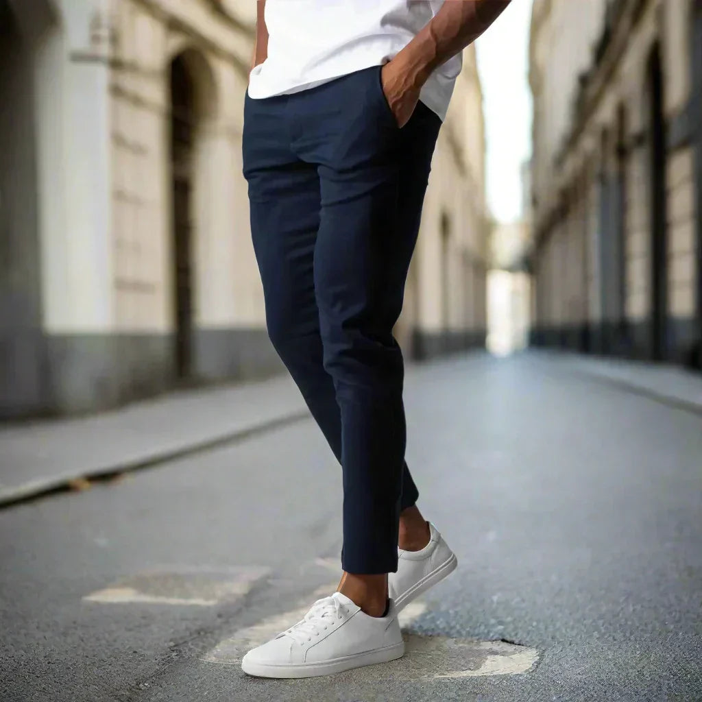 Mannen Broek Slim Fit Stretch Stijlvol Zwart
