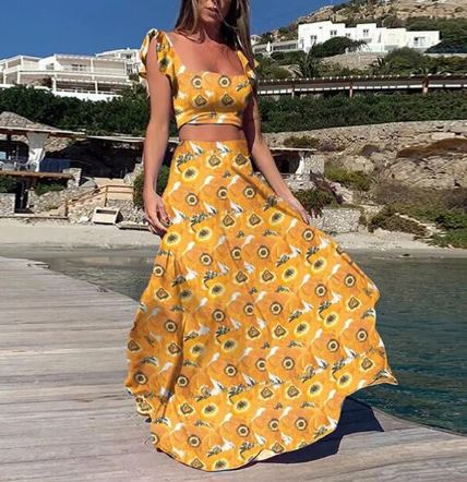 Vrouwelijke Zomerjurk Boho Print Tweedelig Jurk - StudioMarella